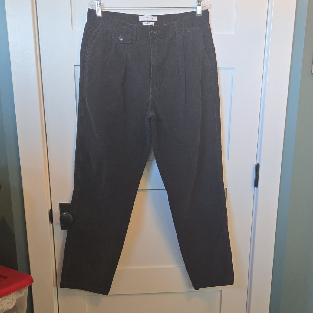 Urban Outfitters Black Corduroy Pants 34/32 Pleated Front